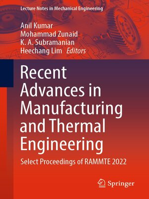 cover image of Recent Advances in Manufacturing and Thermal Engineering